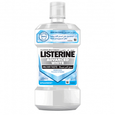 LISTERINE ® ADVANCED WHITE SPEARMINT MILDER TASTE MOUTHWASH 500 ML